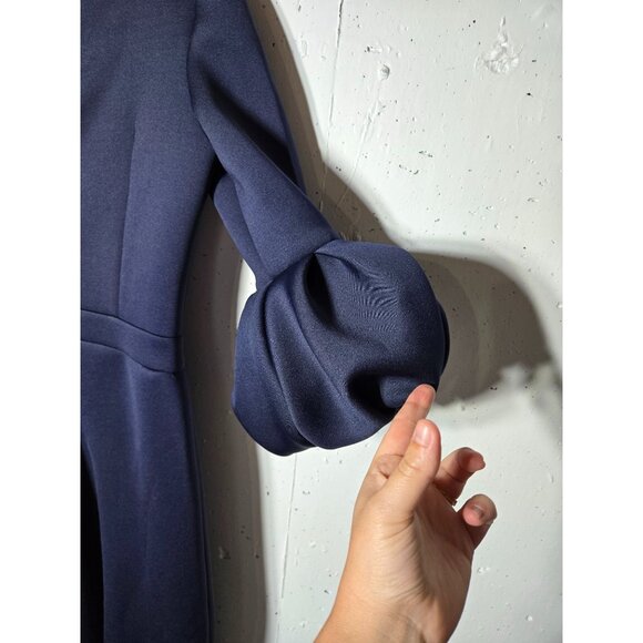 Jovani Womens Navy Blue Jumpsuit Size 10 Puff Sleeves Formal Elegant Stretch - Picture 4 of 11